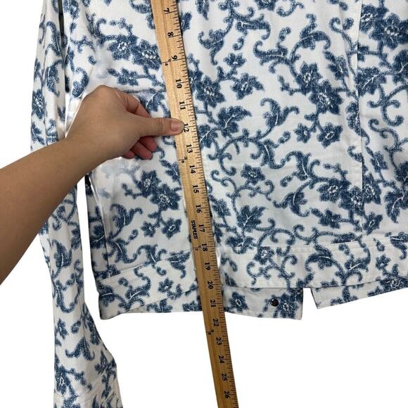 LRL Ralph Lauren Coquette Preppy Coastal Floral Denim Jacket Cropped Chic M - Picture 4 of 8